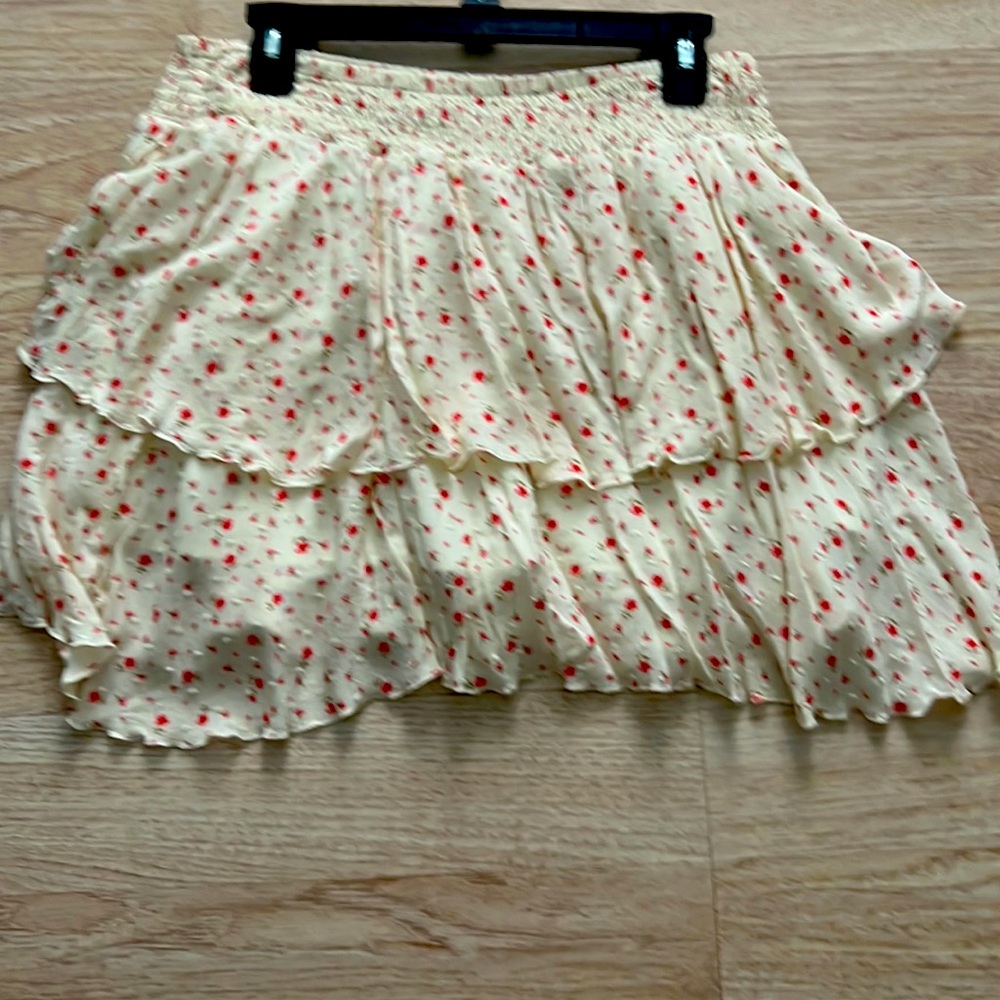 Pink flower skirt print